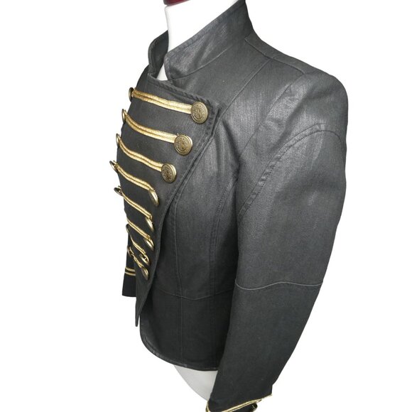 INC International Concepts‎ Black Gold Leather Jacket Women's M - Picture 3 of 5